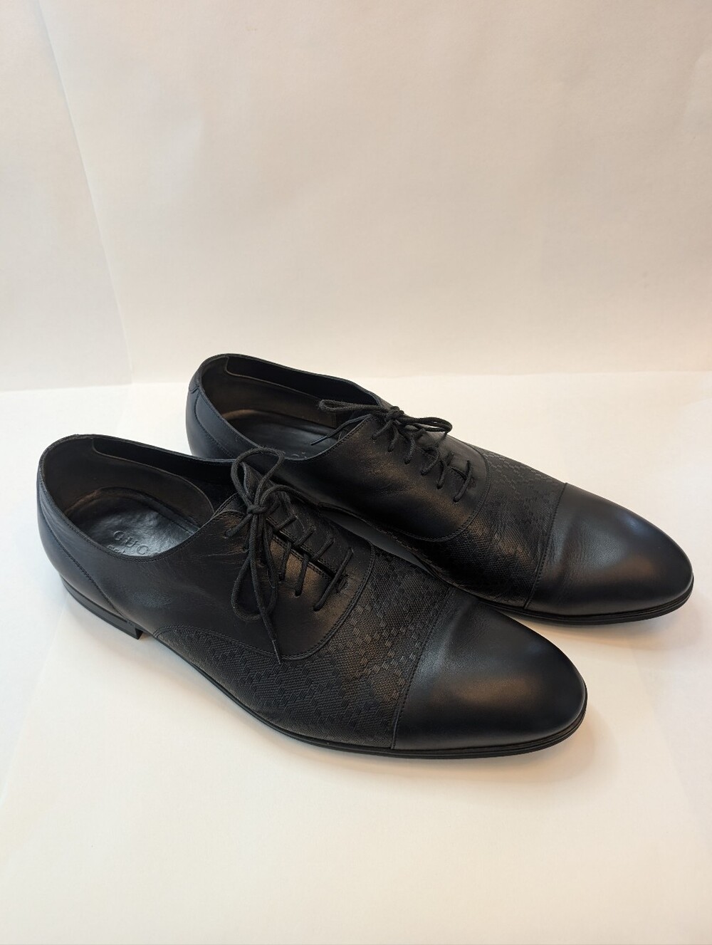 Black Leather Gucci Oxford Dress Shoes. Made In Italy. Size 12